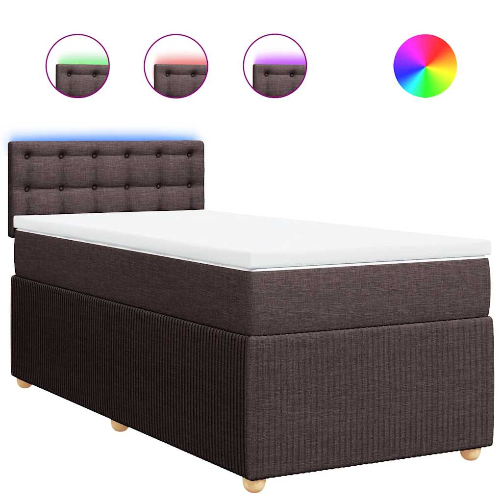 vidaXL Κρεβάτι Boxspring με Στρώμα Σκούρο Καφέ 100x200 εκ. Υφασμάτινο