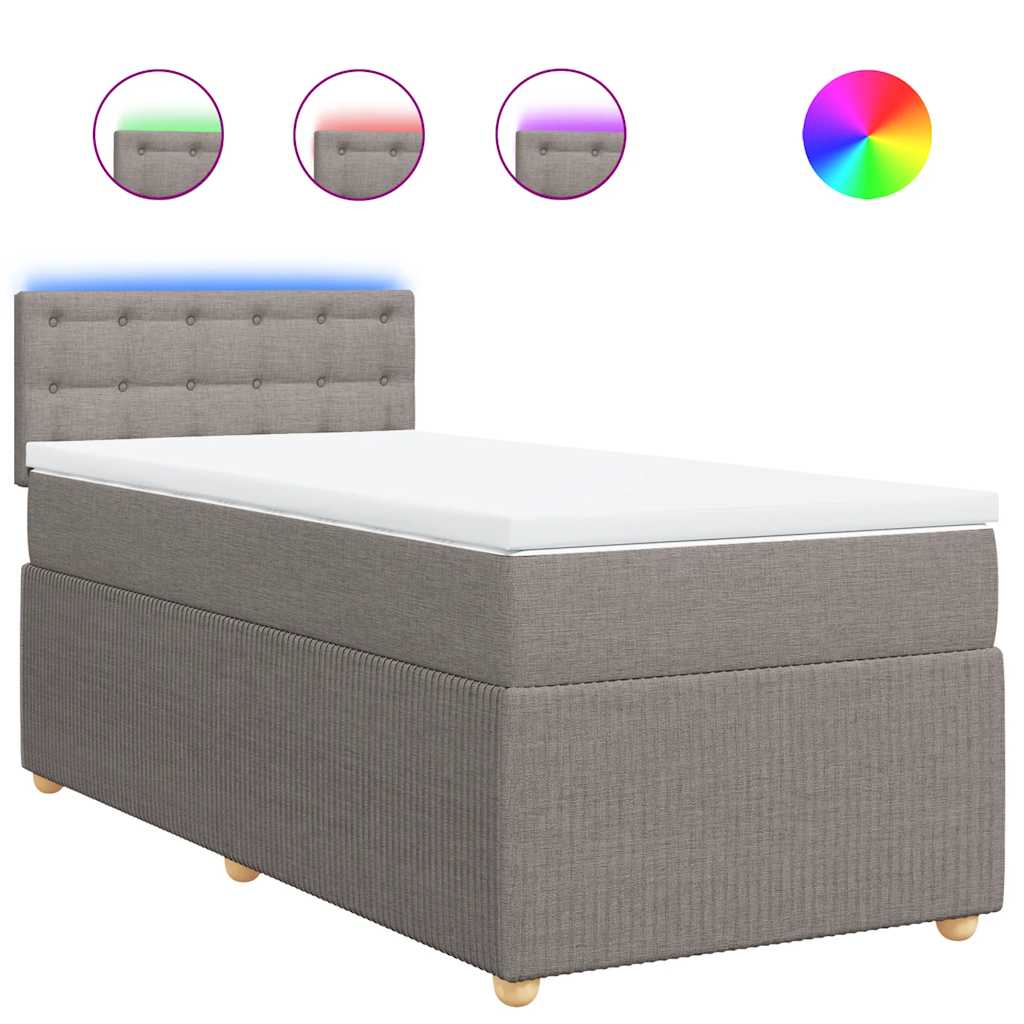 vidaXL Κρεβάτι Boxspring με Στρώμα Taupe 100 x 200 εκ. Υφασμάτινο