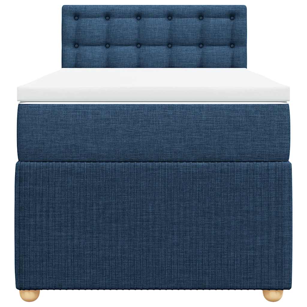 vidaXL Κρεβάτι Boxspring με Στρώμα Μπλε 100 x 200 εκ. Υφασμάτινο