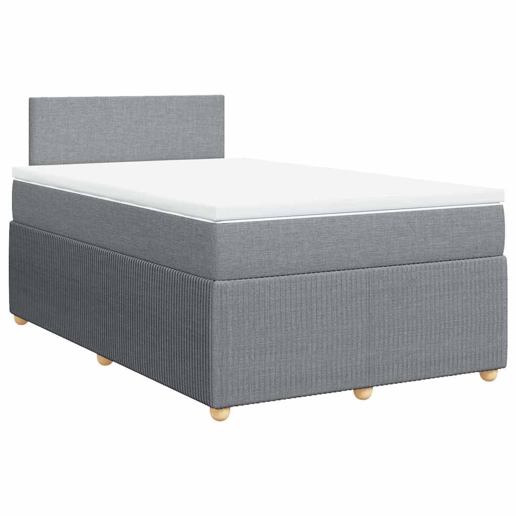 vidaXL Κρεβάτι Boxspring με Στρώμα Ανοιχτό Γκρι 120x190 εκ. Υφασμάτινο