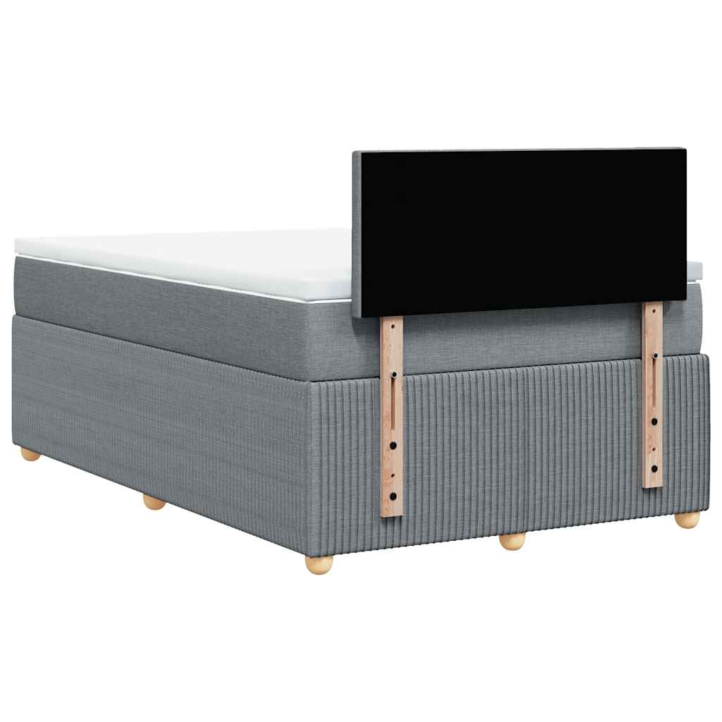 vidaXL Κρεβάτι Boxspring με Στρώμα Ανοιχτό Γκρι 120x190 εκ. Υφασμάτινο