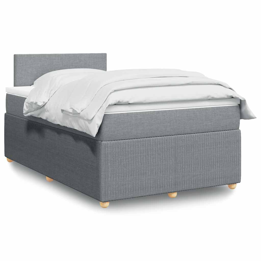 vidaXL Κρεβάτι Boxspring με Στρώμα Ανοιχτό Γκρι 120x190 εκ. Υφασμάτινο