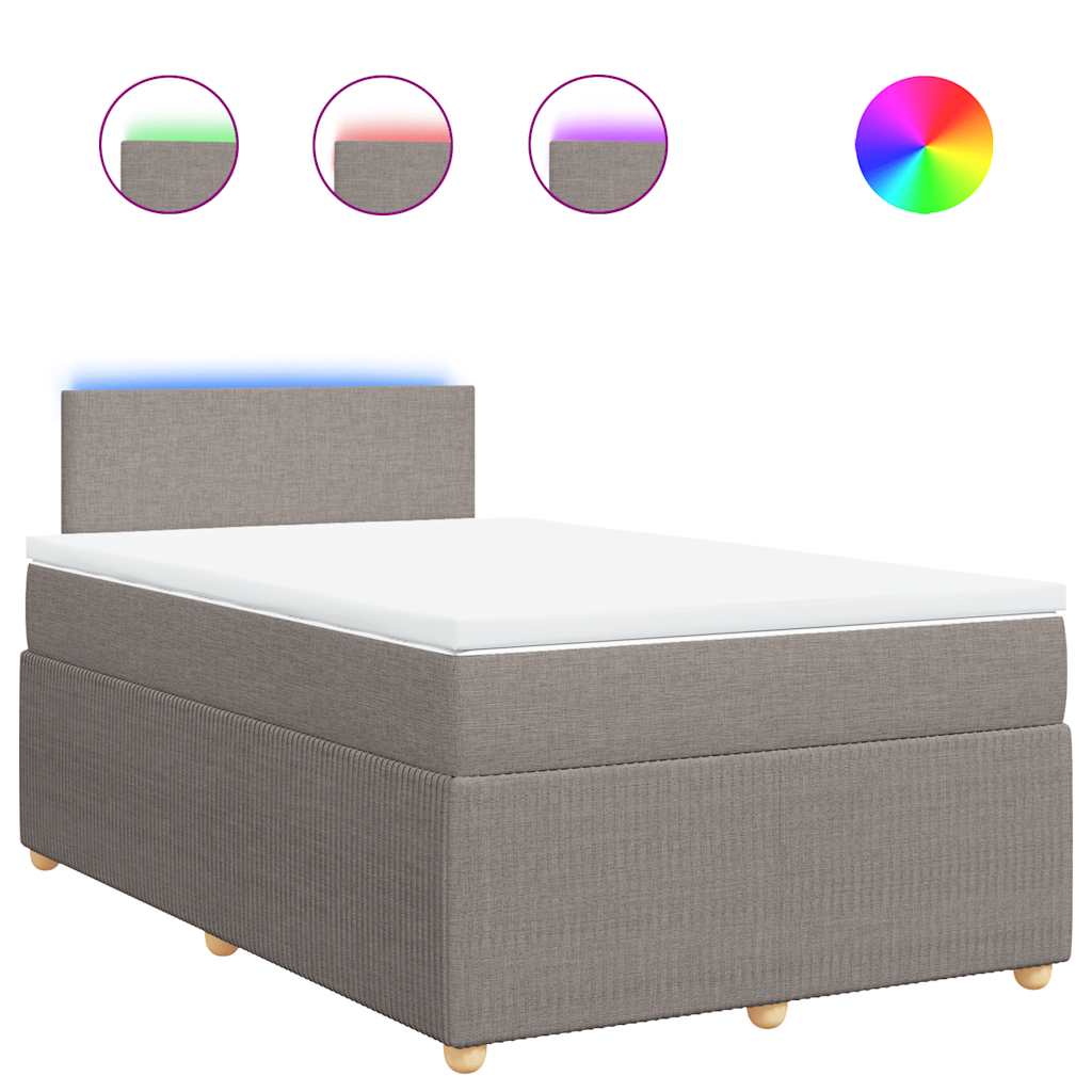 vidaXL Κρεβάτι Boxspring με Στρώμα Taupe 120x190 εκ. Υφασμάτινο