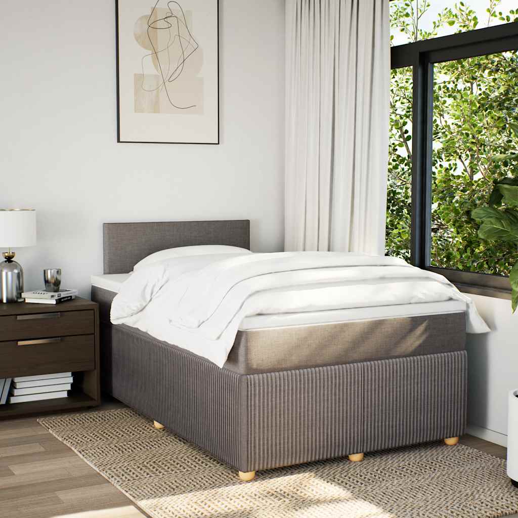 vidaXL Κρεβάτι Boxspring με Στρώμα Taupe 120x190 εκ. Υφασμάτινο
