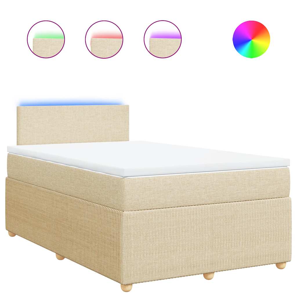 vidaXL Κρεβάτι Boxspring με Στρώμα Κρεμ 120x190 εκ. Υφασμάτινο