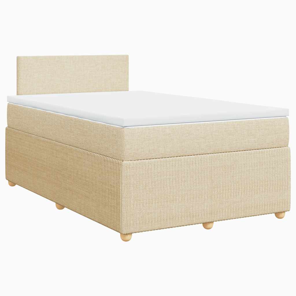 vidaXL Κρεβάτι Boxspring με Στρώμα Κρεμ 120x190 εκ. Υφασμάτινο