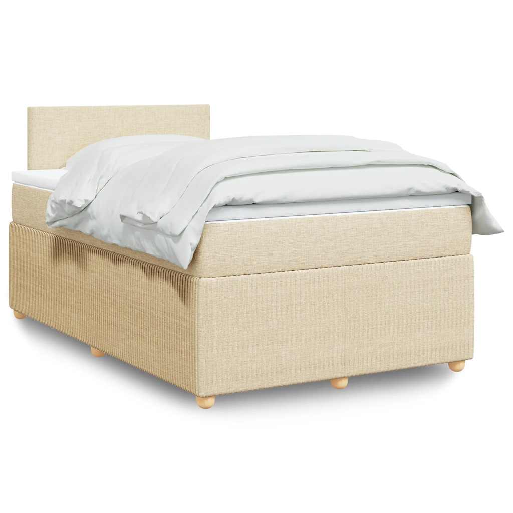 vidaXL Κρεβάτι Boxspring με Στρώμα Κρεμ 120x190 εκ. Υφασμάτινο