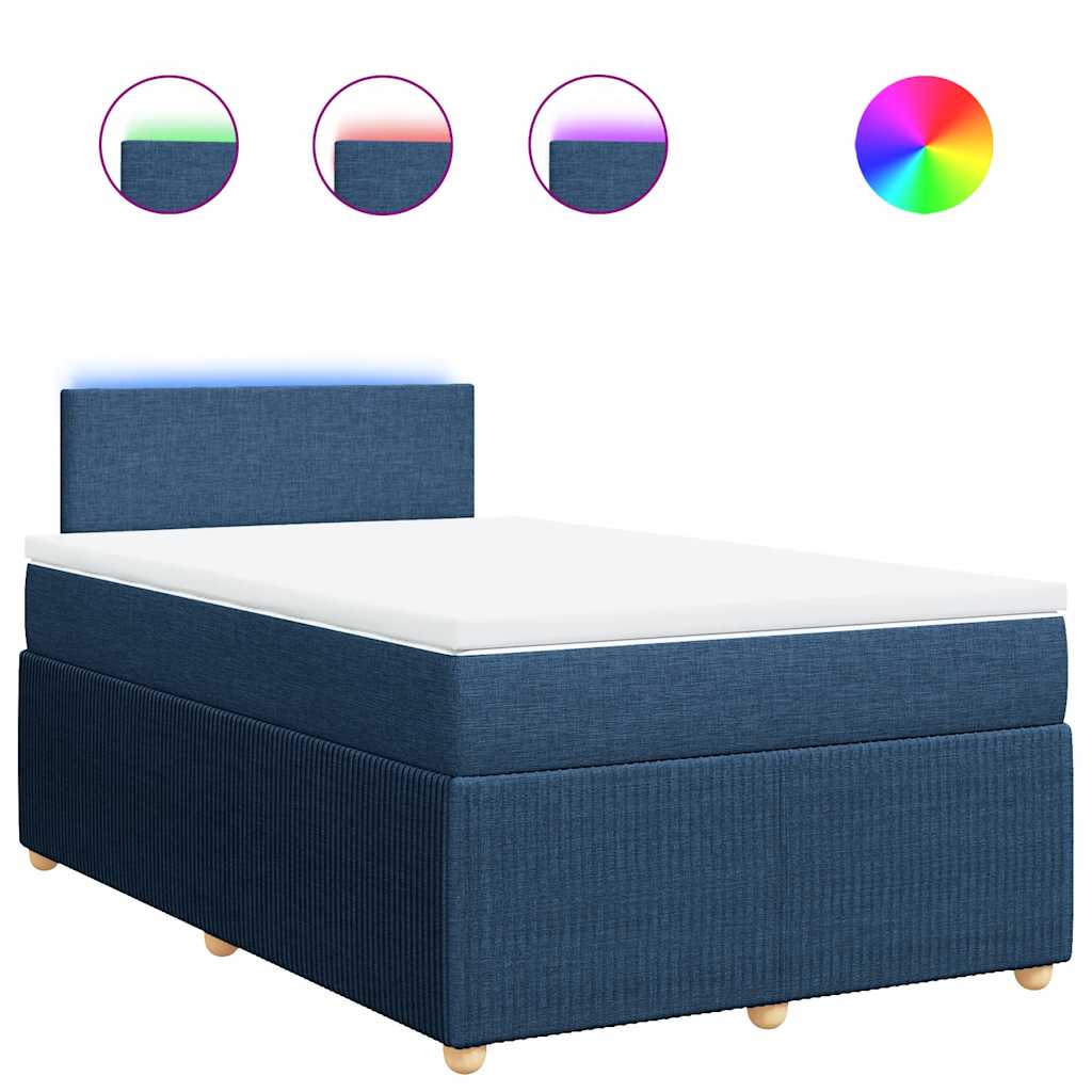 vidaXL Κρεβάτι Boxspring με Στρώμα Μπλε 120x190 εκ. Υφασμάτινο