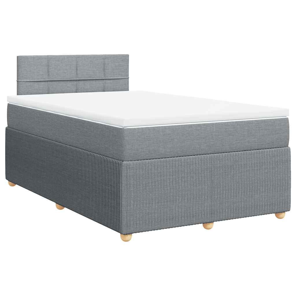 vidaXL Κρεβάτι Boxspring με Στρώμα Ανοιχτό Γκρι 120x190 εκ. Υφασμάτινο
