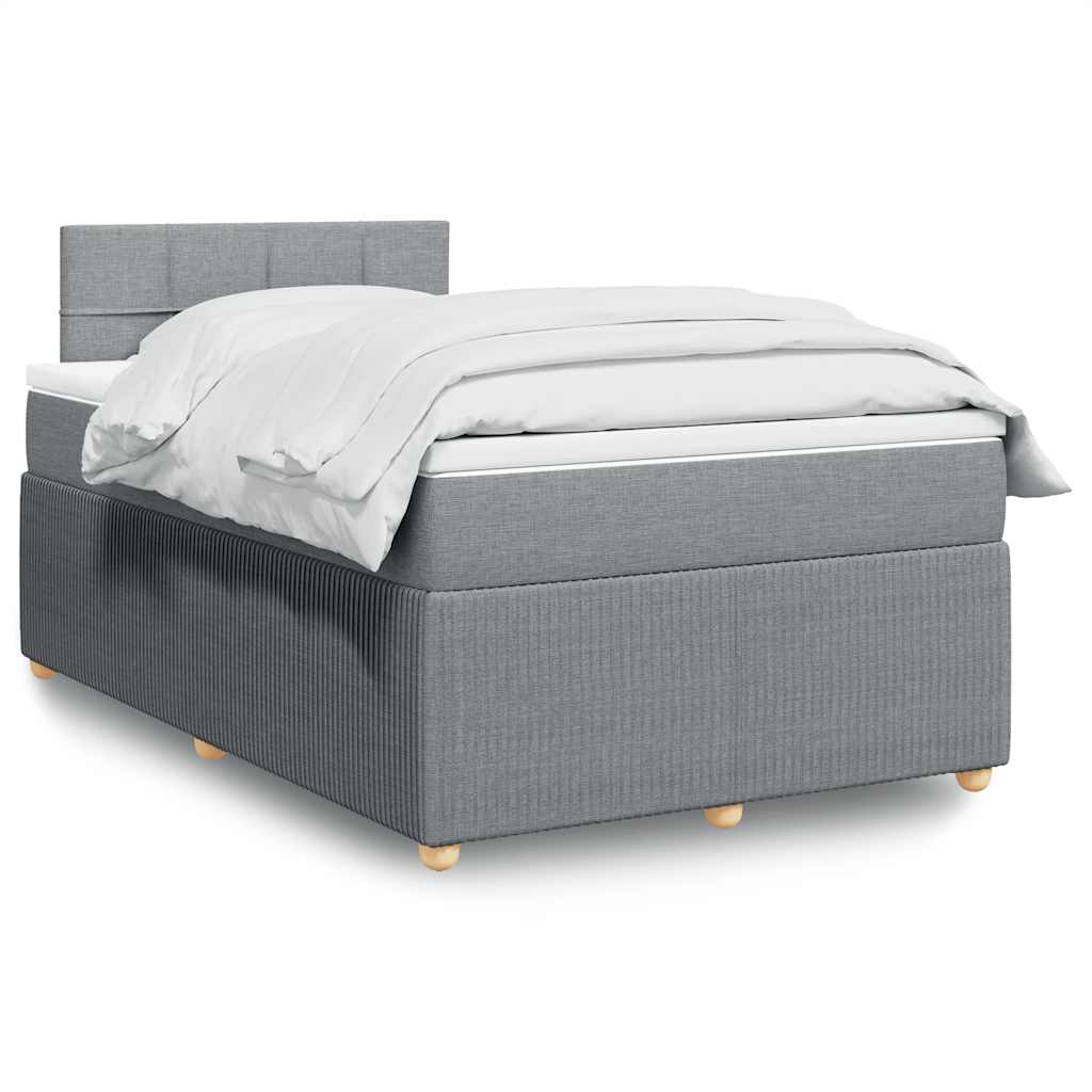 vidaXL Κρεβάτι Boxspring με Στρώμα Ανοιχτό Γκρι 120x190 εκ. Υφασμάτινο
