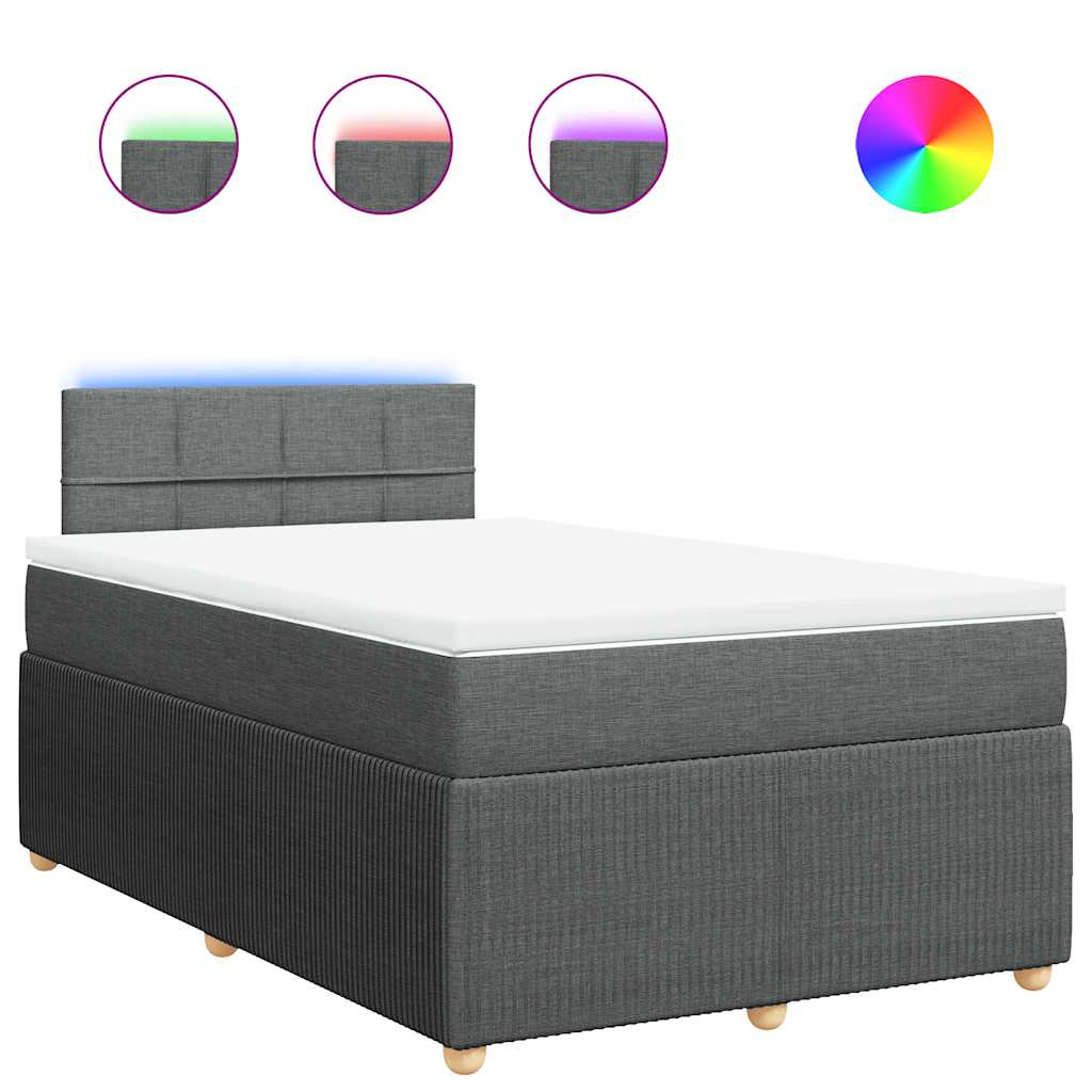 vidaXL Κρεβάτι Boxspring με Στρώμα Σκούρο Γκρι 120x190 εκ Υφασμάτινο