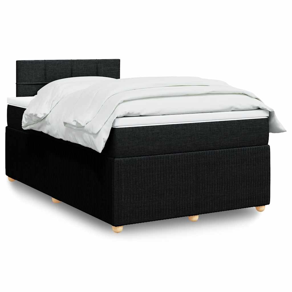 vidaXL Κρεβάτι Boxspring με Στρώμα Μαύρο 120x190 εκ. Υφασμάτινο