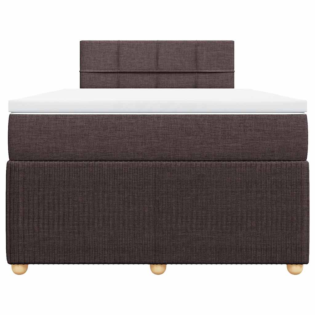vidaXL Κρεβάτι Boxspring με Στρώμα Σκούρο Καφέ 120x190 εκ Υφασμάτινο