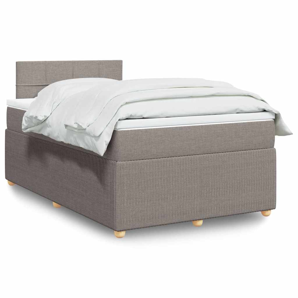 vidaXL Κρεβάτι Boxspring με Στρώμα Taupe 120x190 εκ. Υφασμάτινο