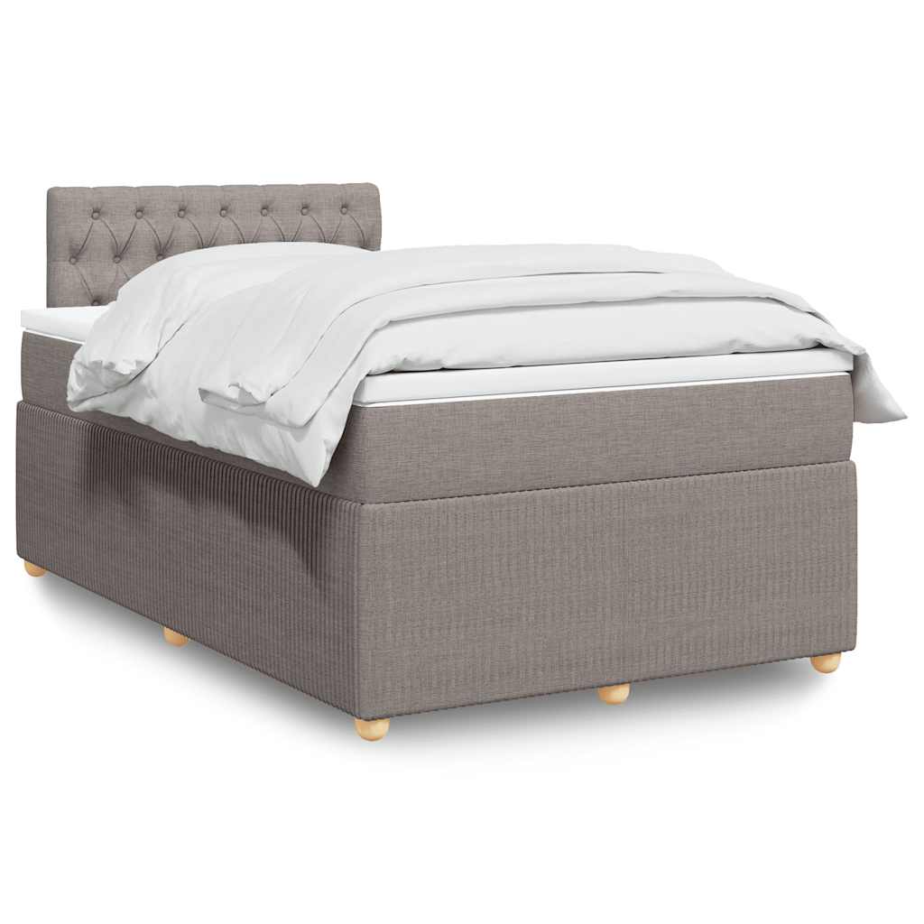 vidaXL Κρεβάτι Boxspring με Στρώμα Taupe 120x190 εκ. Υφασμάτινο