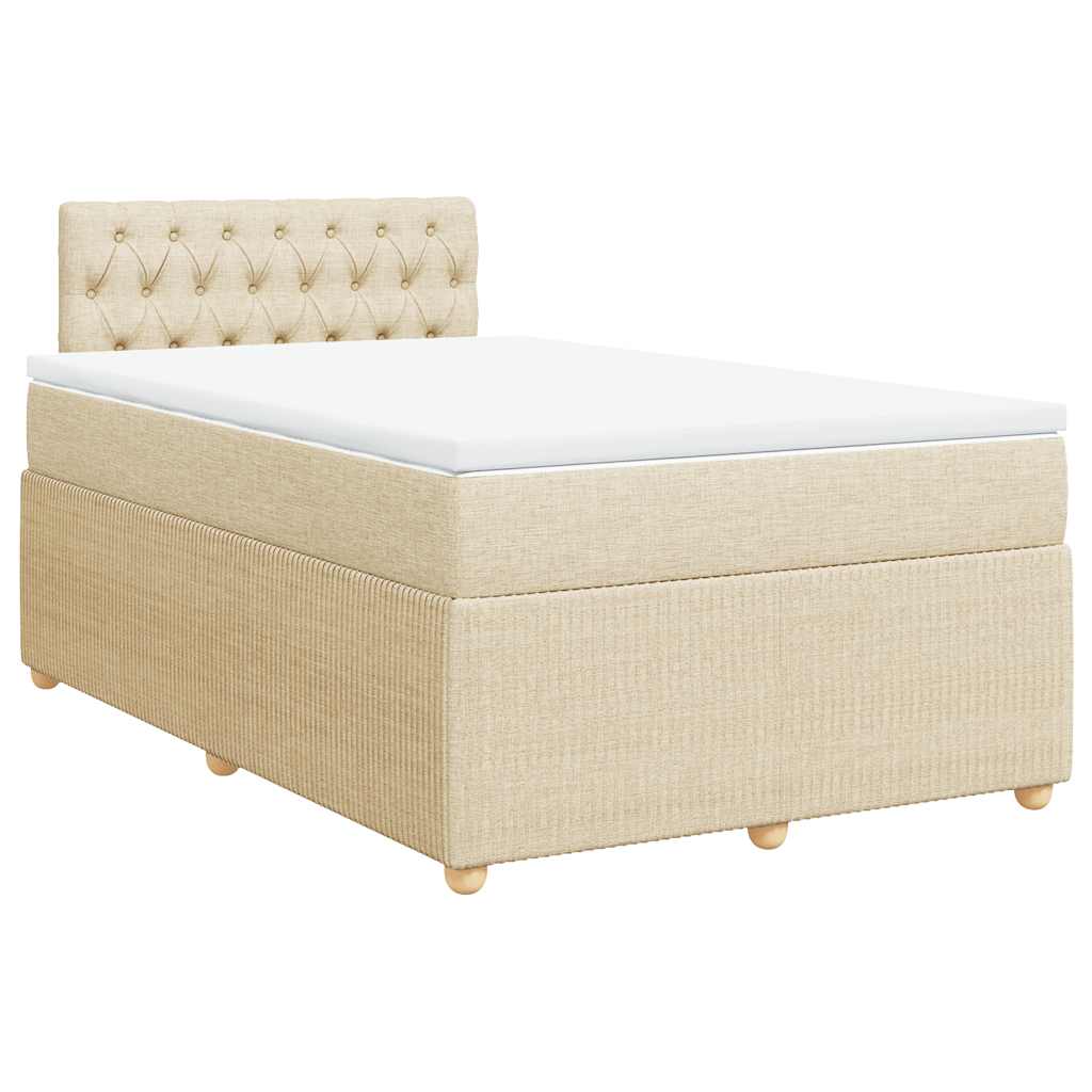 vidaXL Κρεβάτι Boxspring με Στρώμα Κρεμ 120x190 εκ. Υφασμάτινο