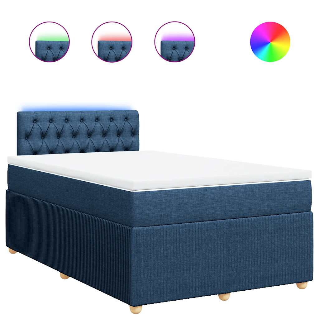 vidaXL Κρεβάτι Boxspring με Στρώμα Μπλε 120x190 εκ. Υφασμάτινο