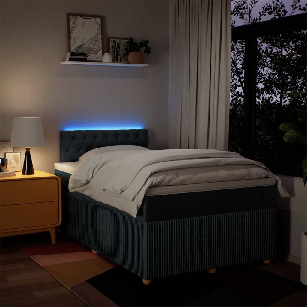 vidaXL Κρεβάτι Boxspring με Στρώμα Μπλε 120x190 εκ. Υφασμάτινο