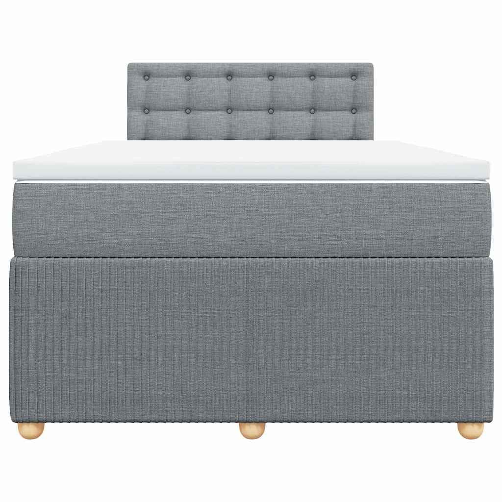vidaXL Κρεβάτι Boxspring με Στρώμα Ανοιχτό Γκρι 120x190 εκ. Υφασμάτινο