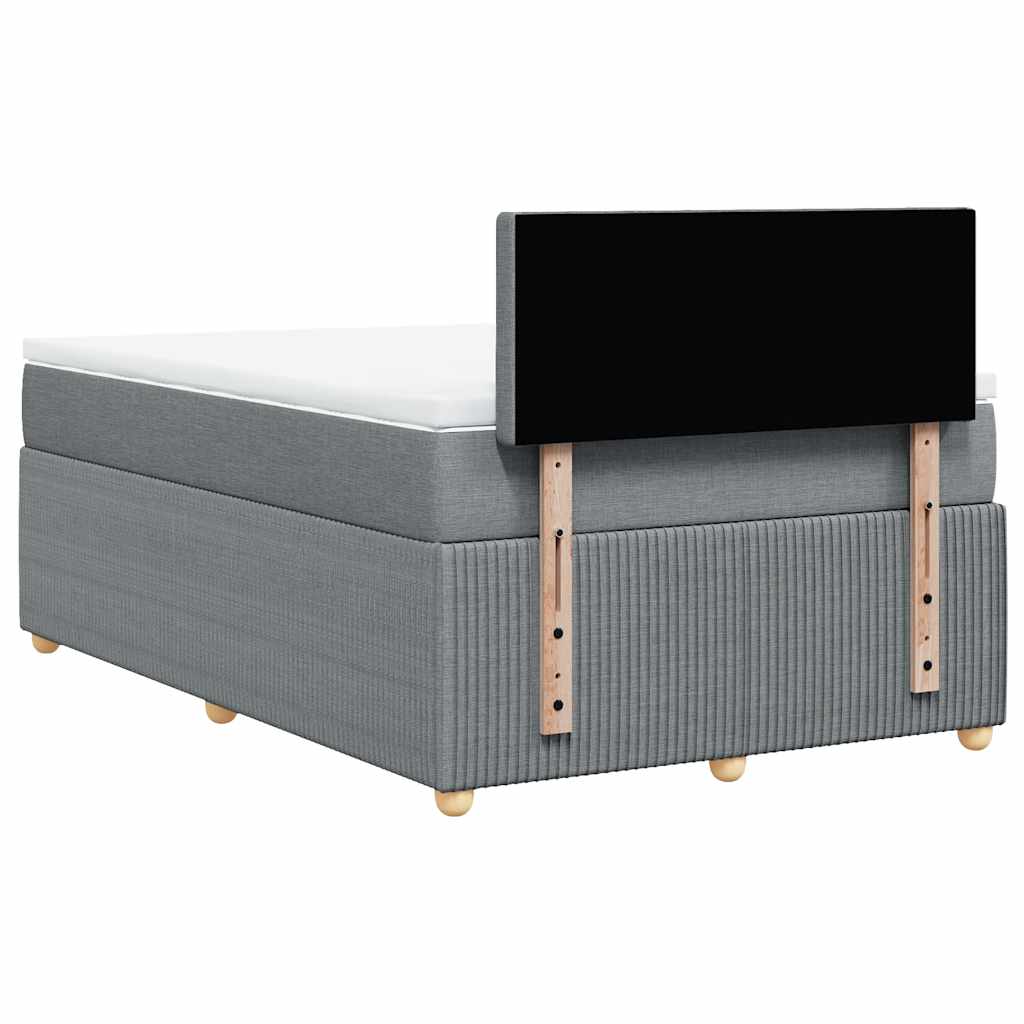 vidaXL Κρεβάτι Boxspring με Στρώμα Ανοιχτό Γκρι 120x190 εκ. Υφασμάτινο