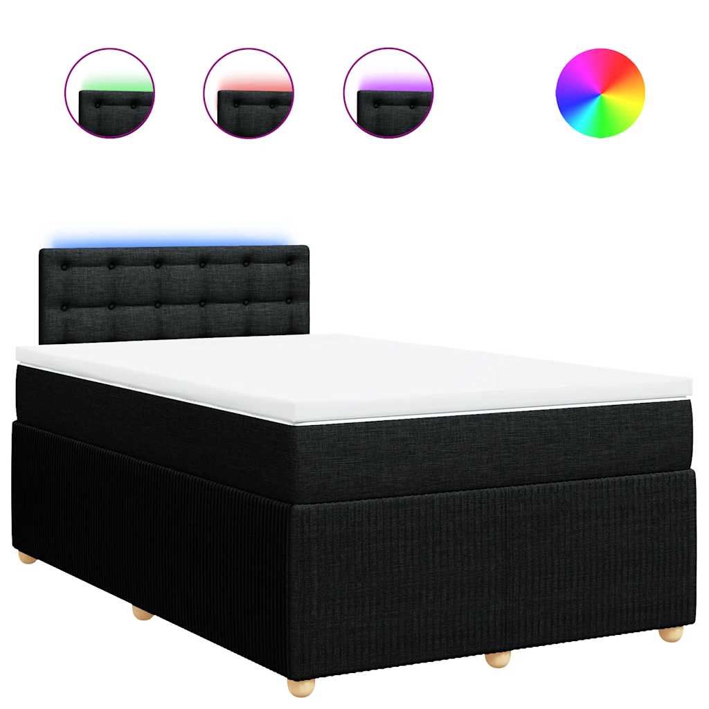 vidaXL Κρεβάτι Boxspring με Στρώμα Μαύρο 120x190 εκ. Υφασμάτινο
