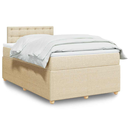 vidaXL Κρεβάτι Boxspring με Στρώμα Κρεμ 120x190 εκ. Υφασμάτινο