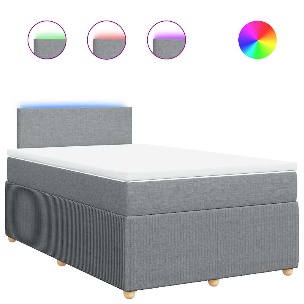 vidaXL Κρεβάτι Boxspring με Στρώμα Ανοιχτό Γκρι 120x200 εκ. Υφασμάτινο