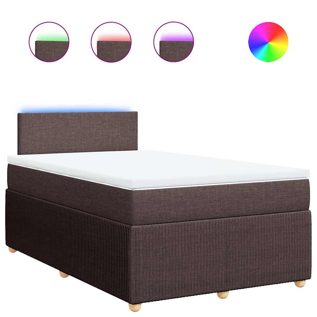vidaXL Κρεβάτι Boxspring με Στρώμα Σκούρο Καφέ 120x200 εκ. Υφασμάτινο