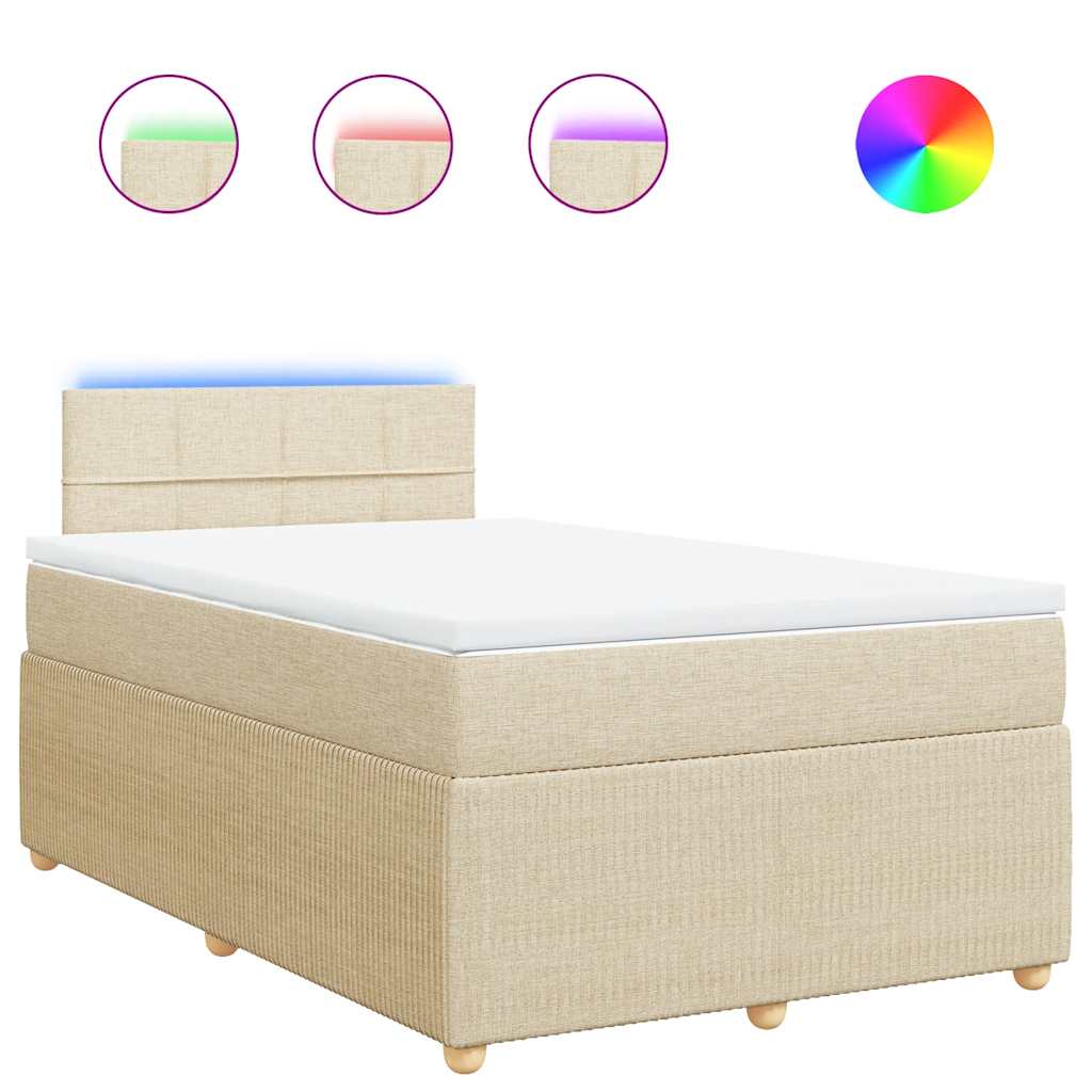 vidaXL Κρεβάτι Boxspring με Στρώμα Κρεμ 120x200 εκ. Υφασμάτινο