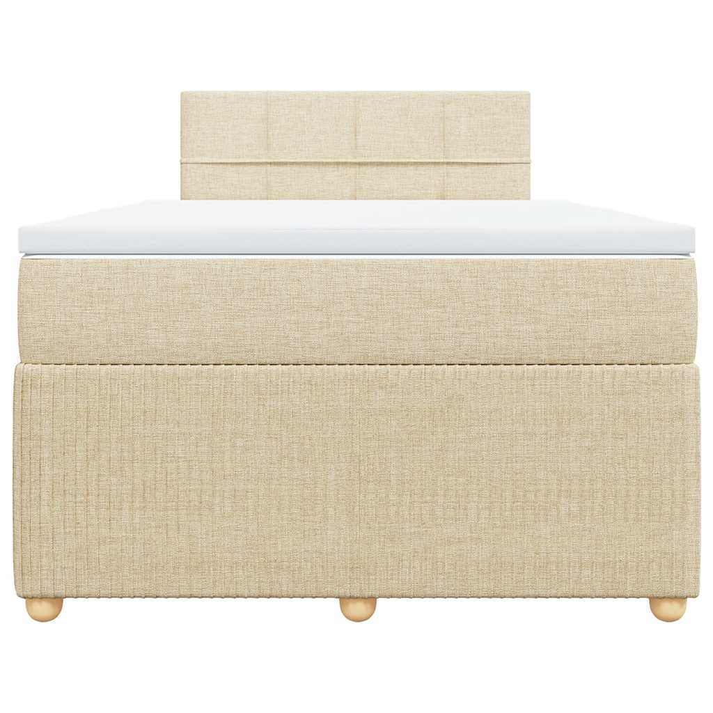 vidaXL Κρεβάτι Boxspring με Στρώμα Κρεμ 120x200 εκ. Υφασμάτινο