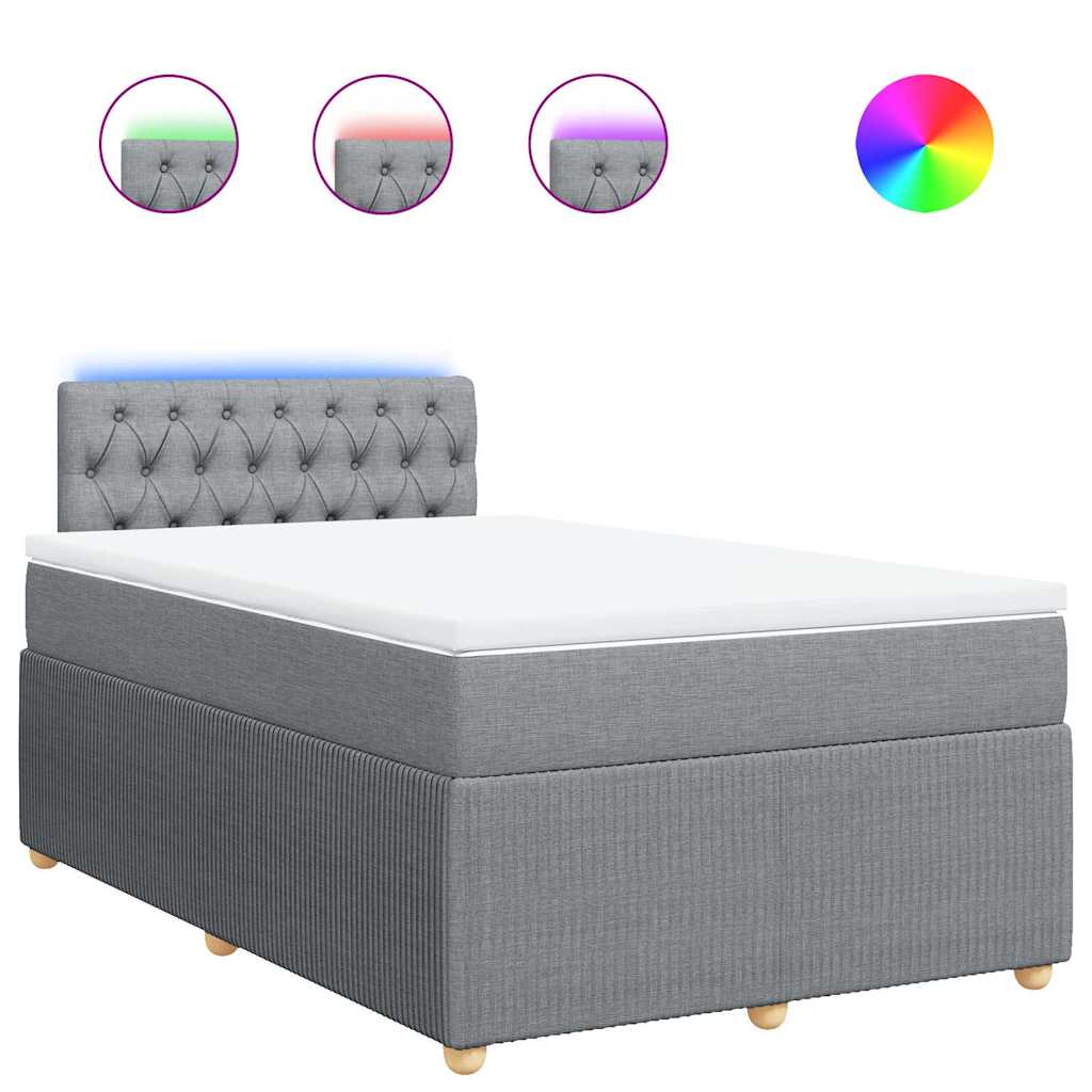 vidaXL Κρεβάτι Boxspring με Στρώμα Ανοιχτό Γκρι 120x200 εκ. Υφασμάτινο