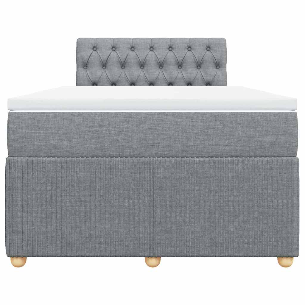 vidaXL Κρεβάτι Boxspring με Στρώμα Ανοιχτό Γκρι 120x200 εκ. Υφασμάτινο