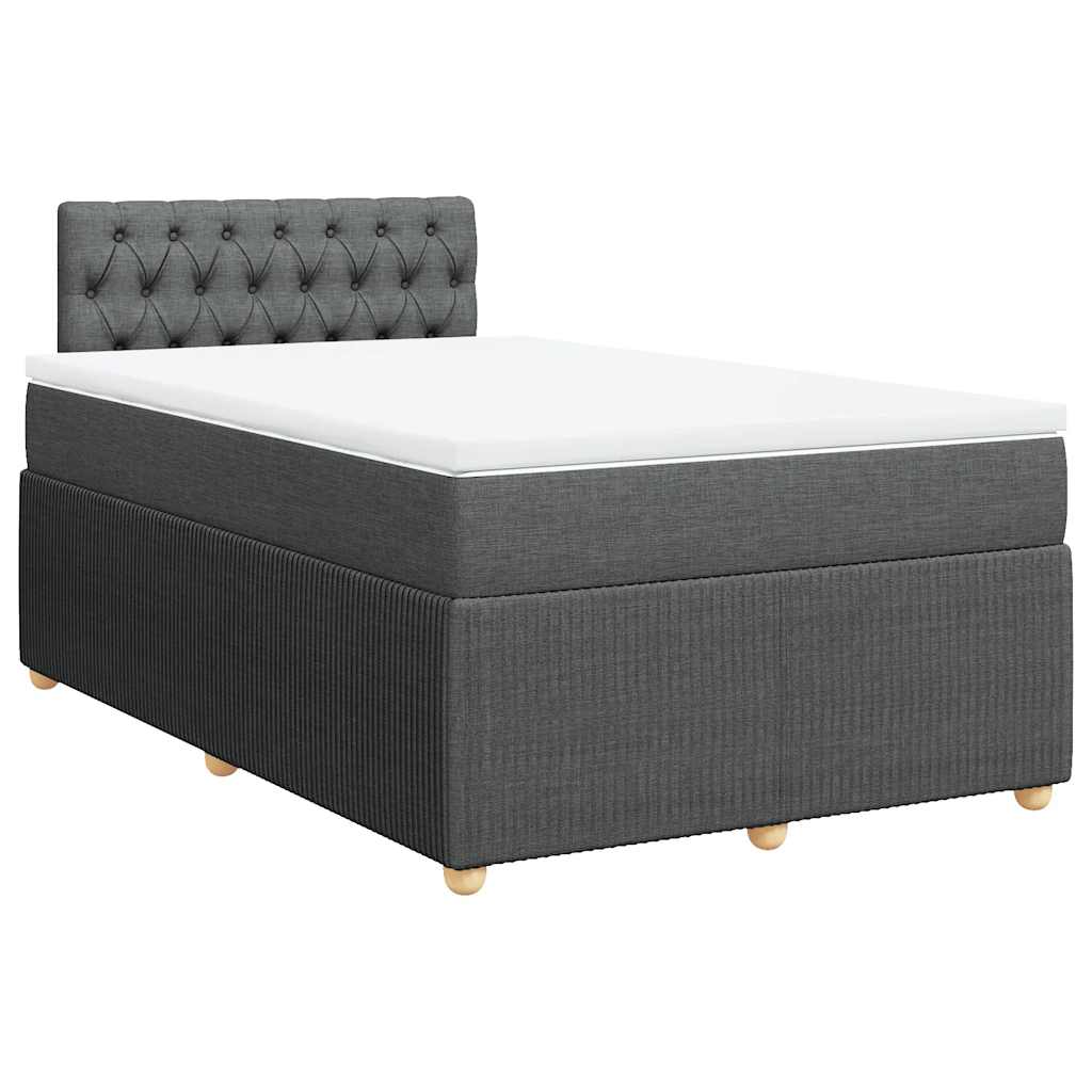 vidaXL Κρεβάτι Boxspring με Στρώμα Σκούρο Γκρι 120x200 εκ. Υφασμάτινο