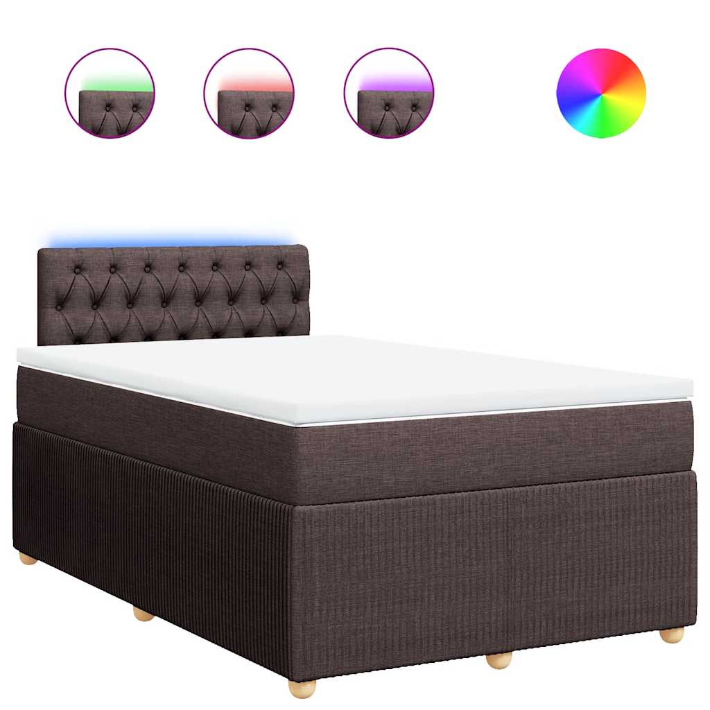vidaXL Κρεβάτι Boxspring με Στρώμα Σκούρο Καφέ 120x200 εκ. Υφασμάτινο