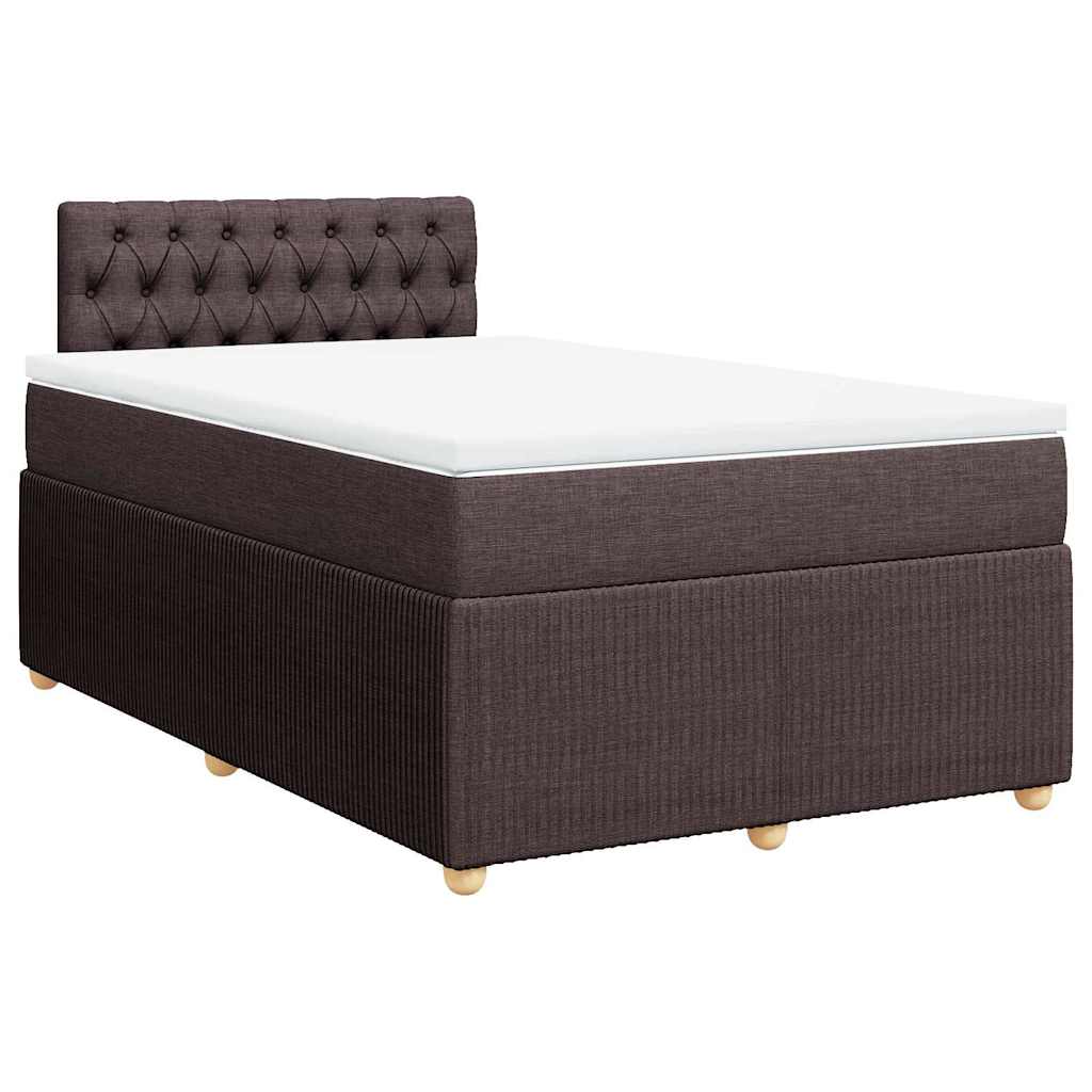vidaXL Κρεβάτι Boxspring με Στρώμα Σκούρο Καφέ 120x200 εκ. Υφασμάτινο