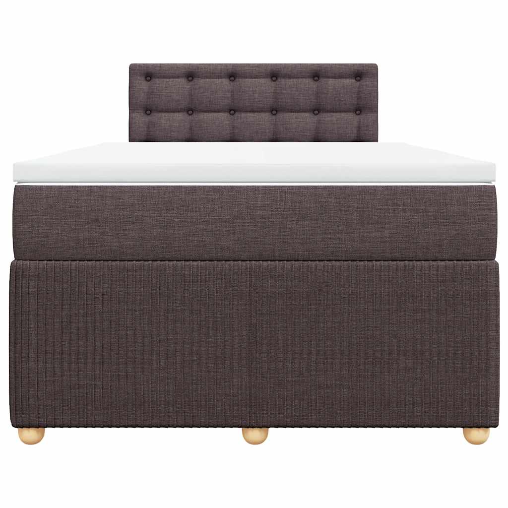 vidaXL Κρεβάτι Boxspring με Στρώμα Σκούρο Καφέ 120x200 εκ. Υφασμάτινο