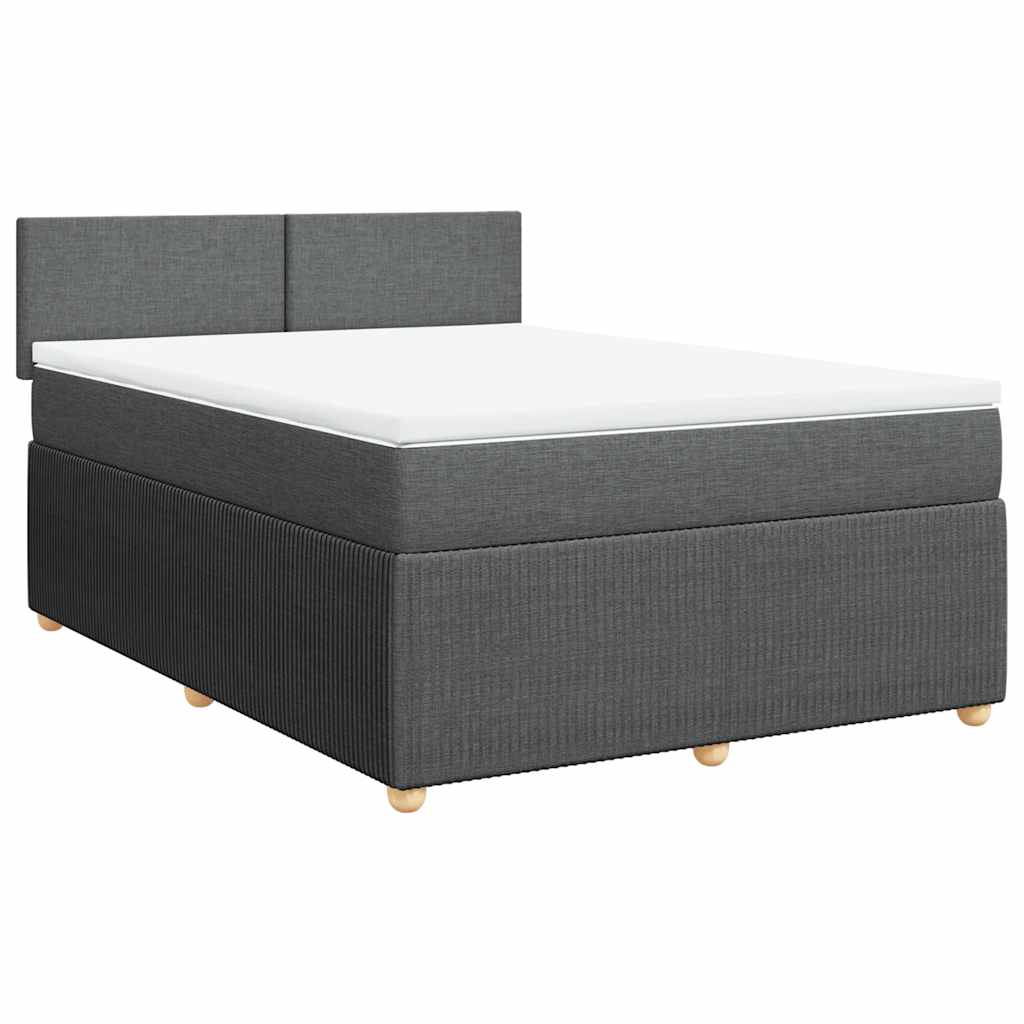vidaXL Κρεβάτι Boxspring με Στρώμα Σκούρο Γκρι 140x190 εκ. Υφασμάτινο