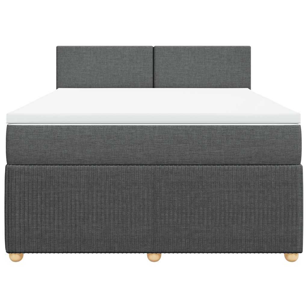 vidaXL Κρεβάτι Boxspring με Στρώμα Σκούρο Γκρι 140x190 εκ. Υφασμάτινο