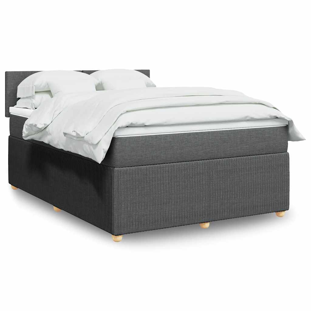 vidaXL Κρεβάτι Boxspring με Στρώμα Σκούρο Γκρι 140x190 εκ. Υφασμάτινο