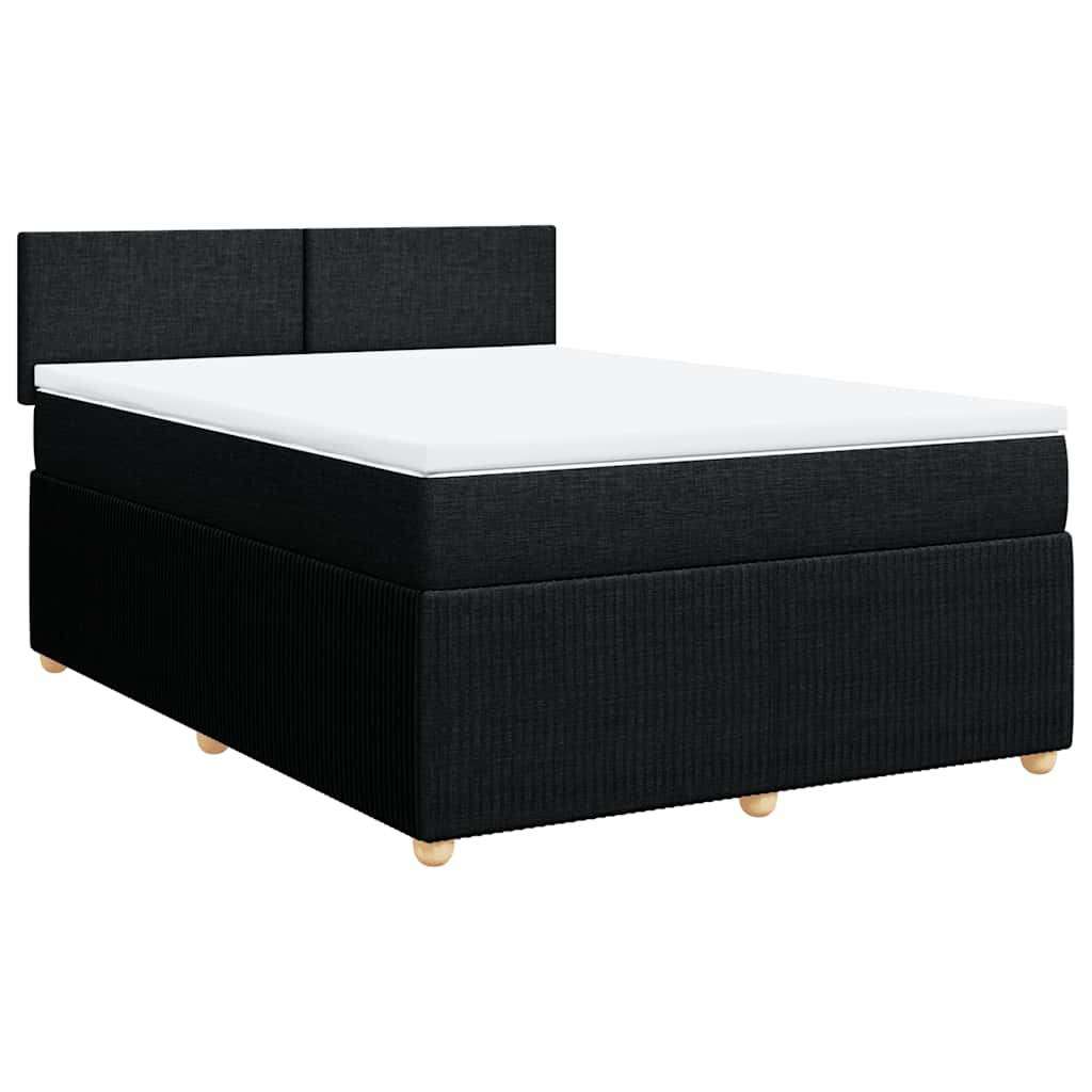 vidaXL Κρεβάτι Boxspring με Στρώμα Μαύρο 140x190 εκ. Υφασμάτινο