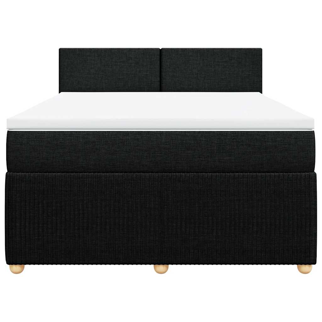 vidaXL Κρεβάτι Boxspring με Στρώμα Μαύρο 140x190 εκ. Υφασμάτινο