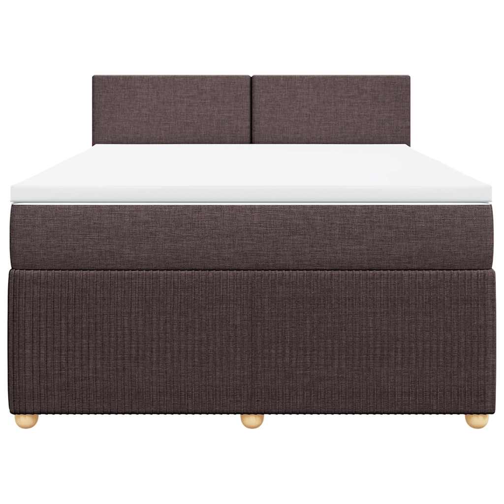 vidaXL Κρεβάτι Boxspring με Στρώμα Σκούρο Καφέ 140x190 εκ. Υφασμάτινο