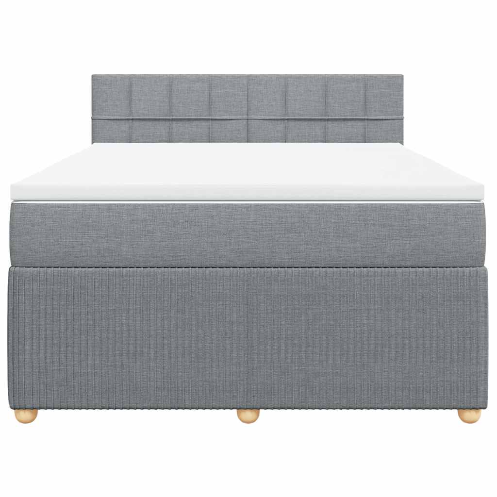vidaXL Κρεβάτι Boxspring με Στρώμα Ανοιχτό Γκρι 140x190 εκ. Υφασμάτινο