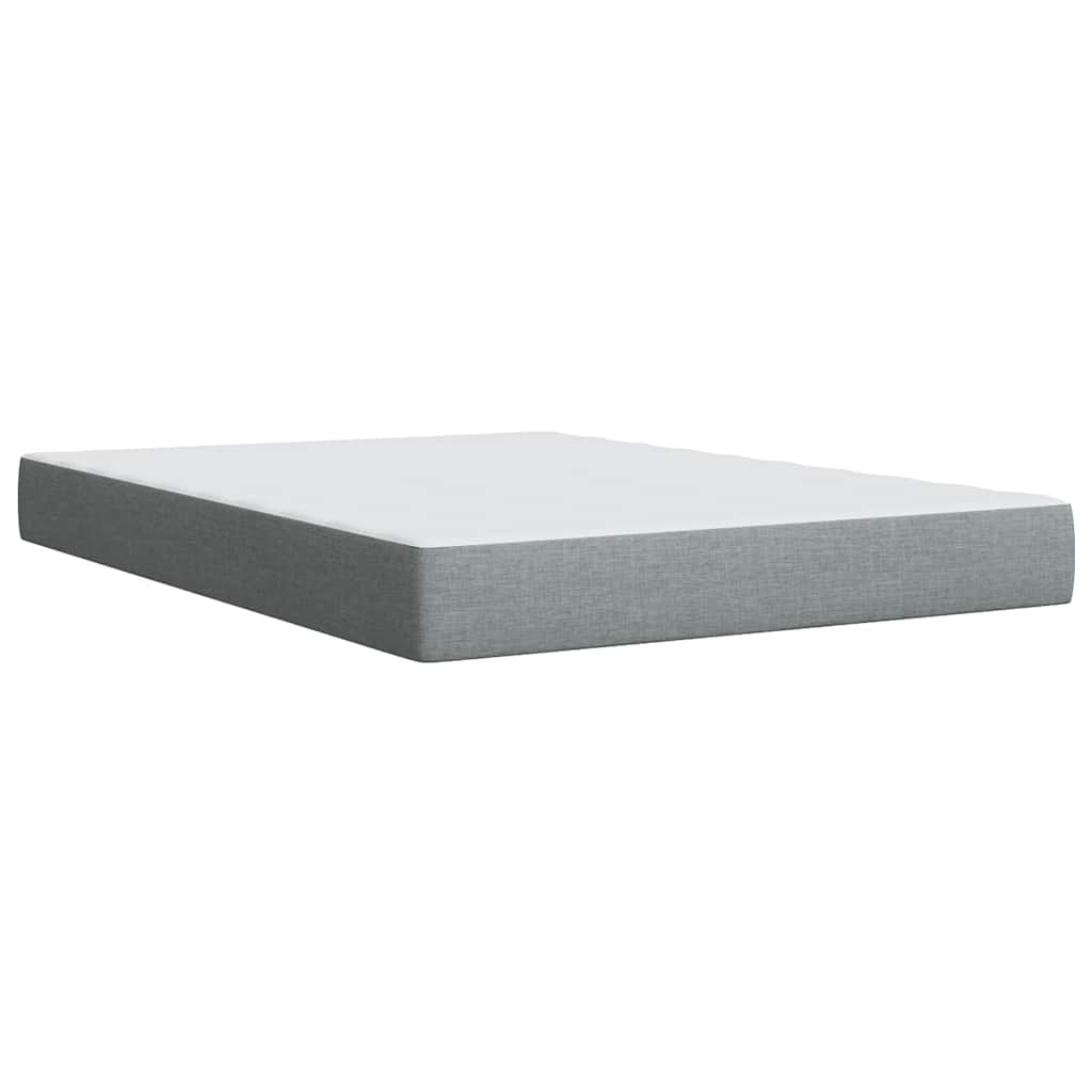 vidaXL Κρεβάτι Boxspring με Στρώμα Ανοιχτό Γκρι 140x190 εκ. Υφασμάτινο