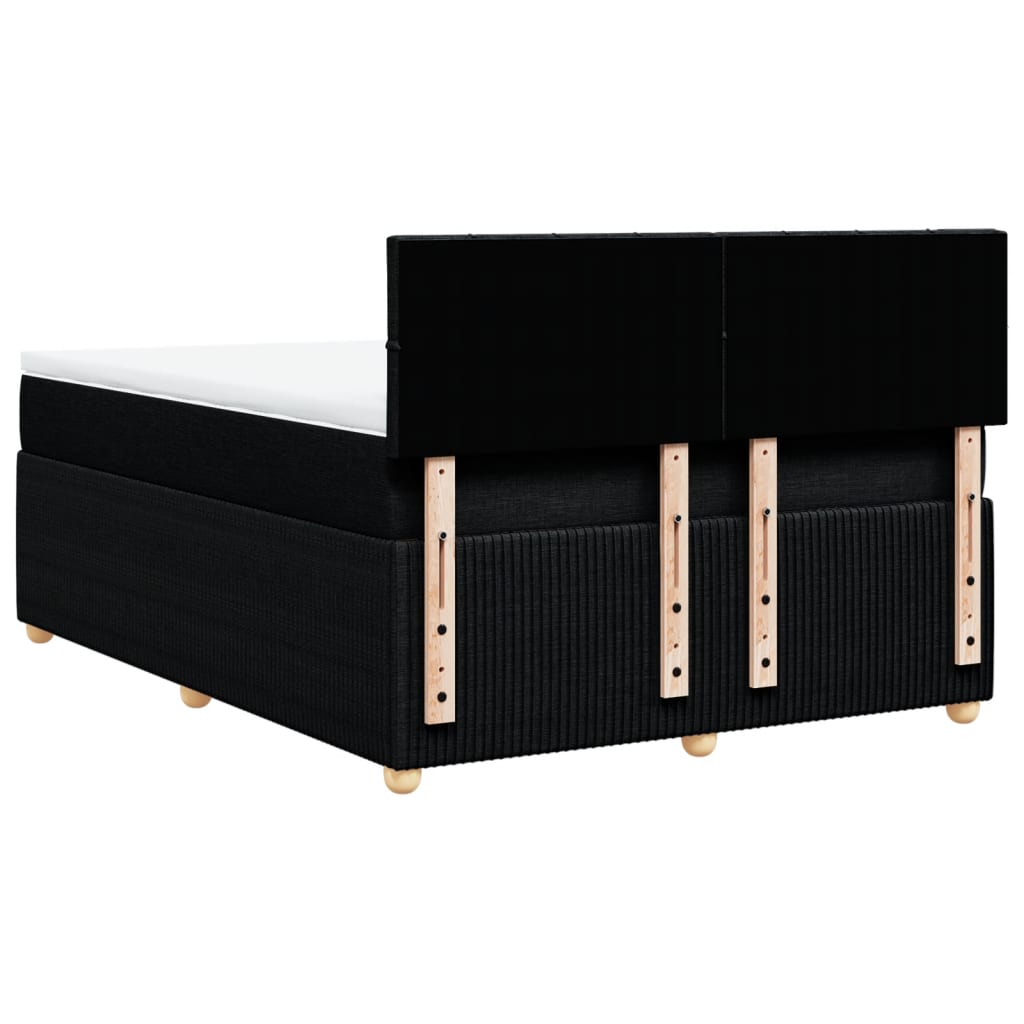 vidaXL Κρεβάτι Boxspring με Στρώμα Μαύρο 140x190 εκ. Υφασμάτινο