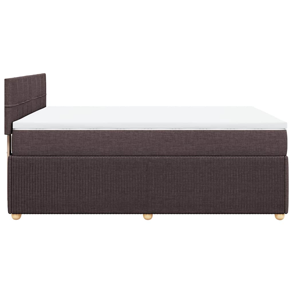 vidaXL Κρεβάτι Boxspring με Στρώμα Σκούρο Καφέ 140x190 εκ. Υφασμάτινο