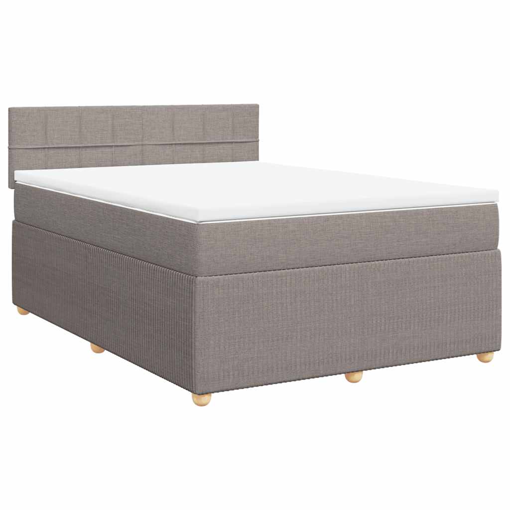 vidaXL Κρεβάτι Boxspring με Στρώμα Taupe 140x190 εκ. Υφασμάτινο