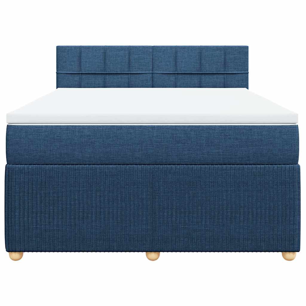 vidaXL Κρεβάτι Boxspring με Στρώμα Μπλε 140x190 εκ. Υφασμάτινο
