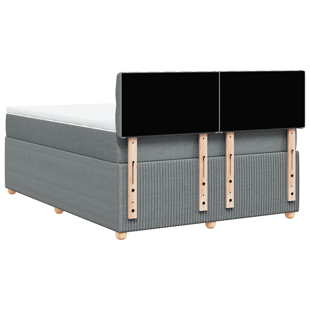 vidaXL Κρεβάτι Boxspring με Στρώμα Ανοιχτό Γκρι 140x190 εκ. Υφασμάτινο