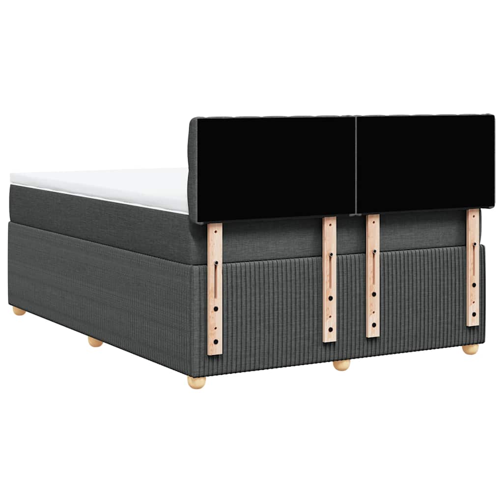 vidaXL Κρεβάτι Boxspring με Στρώμα Σκούρο Γκρι 140x190 εκ. Υφασμάτινο